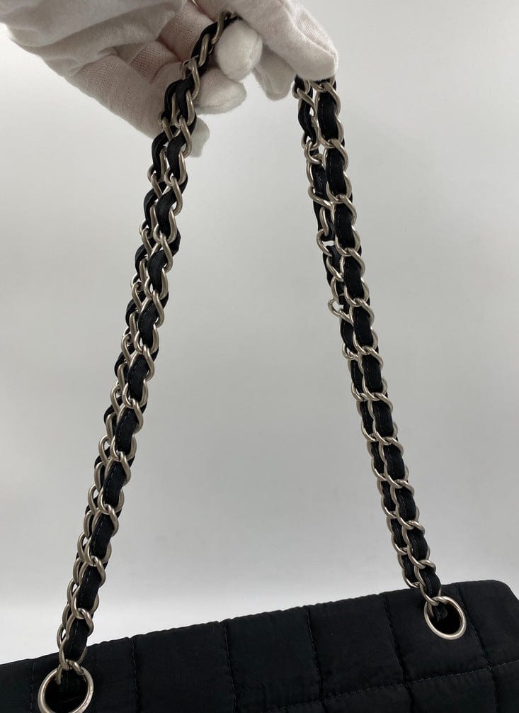 Chanel Black Nylon Chocolate Bar Flap Bag