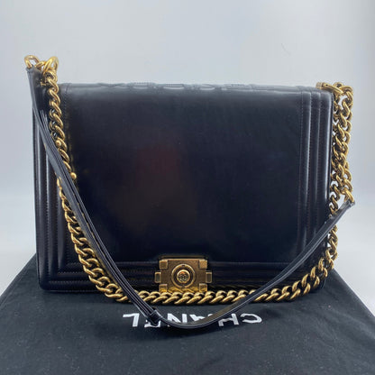 Chanel glazed leather le boy flap bag TWS