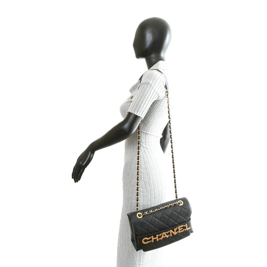 CHANEL 2020 Medium Enchained Flap Bag-Black