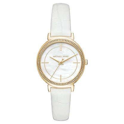 Ladies / Womens Cinthia Gold Leather Mother of Pearl Michael Kors Designer Watch MK2662