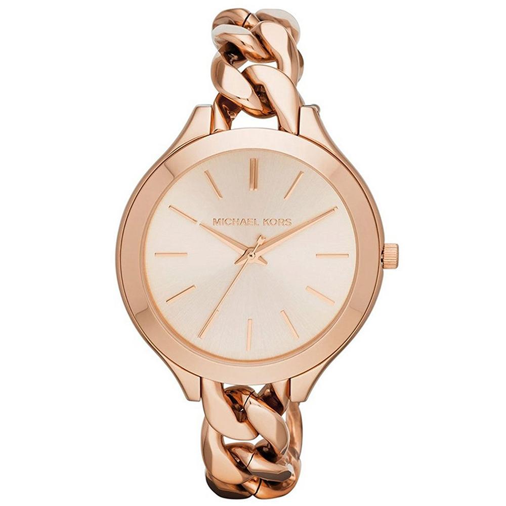 Ladies / Womens Slim Runway Rose Gold Twist Stainless Steel Michael Kors Designer Watch MK3223