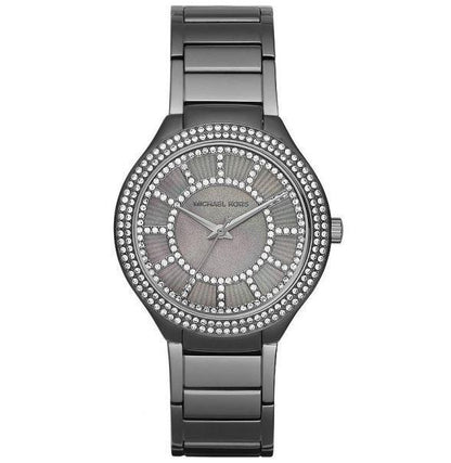 Ladies / Womens Kerry Crystal Gunmetal Grey Stainless Steel Michael Kors Designer Watch MK3410