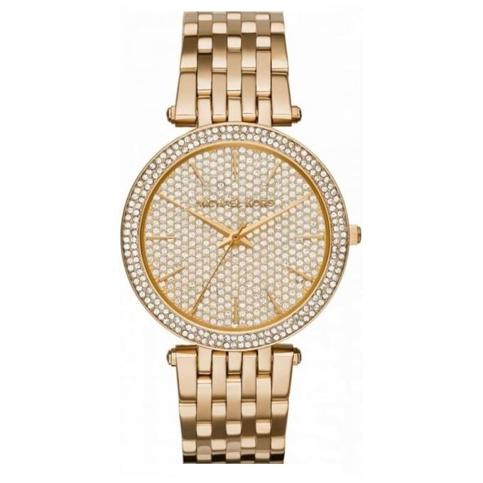 Ladies / Womens Darci Crystal Dial Gold-Tone Stainless Steel Michael Kors Designer Watch MK3438