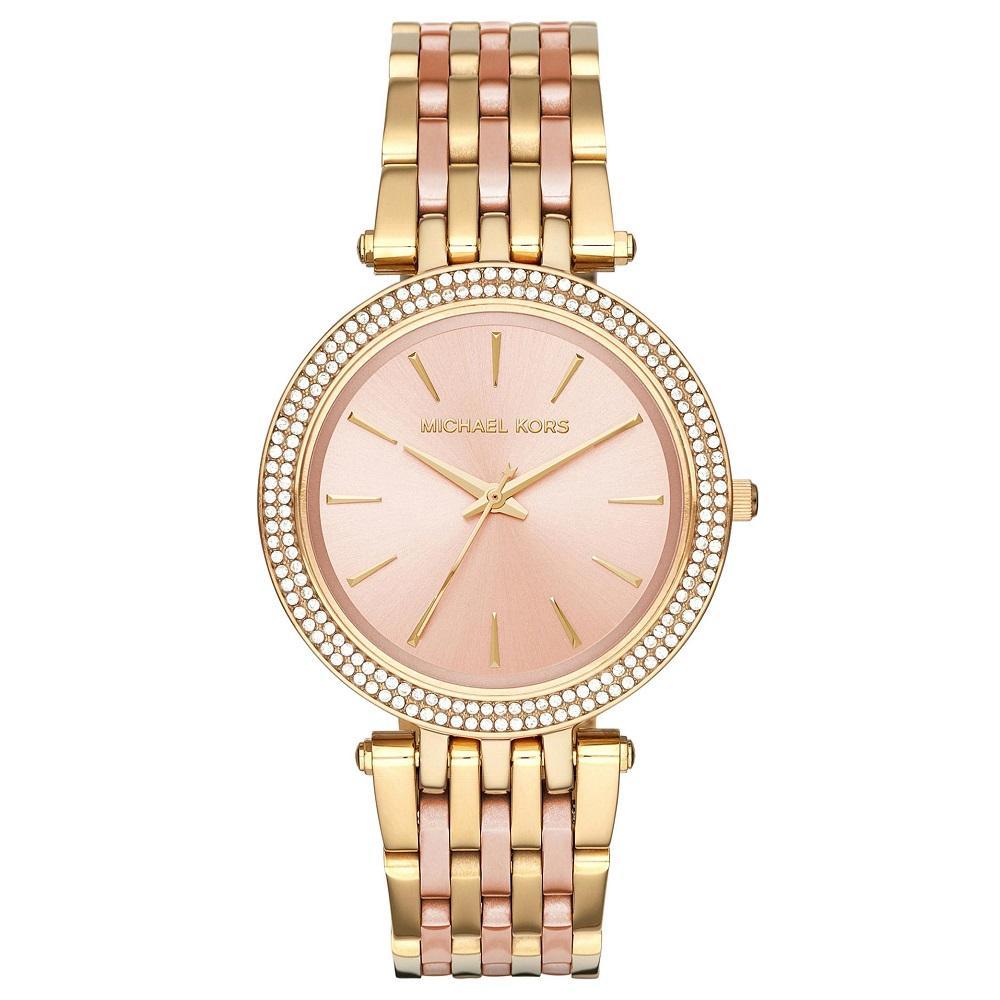 Ladies / Womens Darci Gold & Pink Stainless Steel Designer Michael Kors Designer Watch MK3507