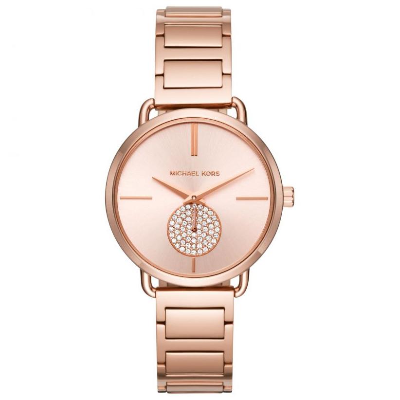 Ladies / Womens Portia Rose Gold-Tone Crysyal Bracelet Michael Kors Designer Watch MK3640