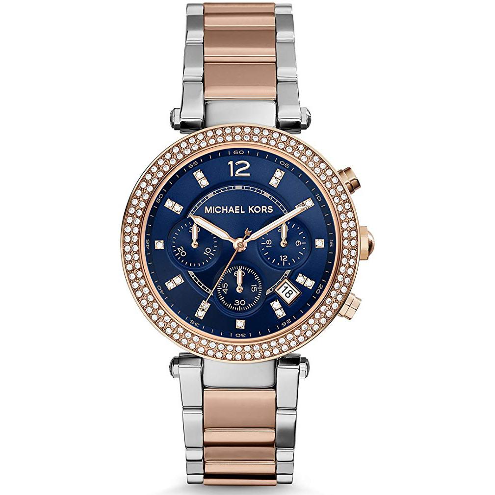 Ladies / Womens Parker Rose Gold and Silver Two Tone Chronograph Michael Kors Designer Watch MK6141