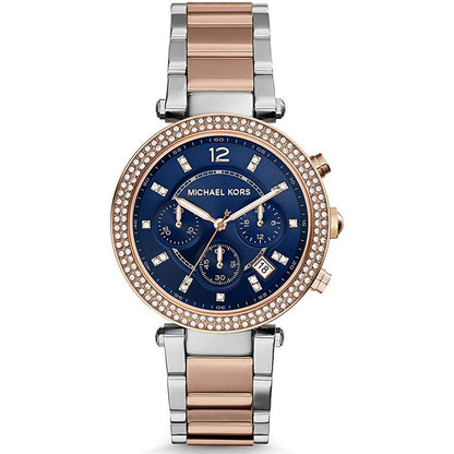 Ladies / Womens Parker Rose Gold and Silver Two Tone Chronograph Michael Kors Designer Watch MK6141