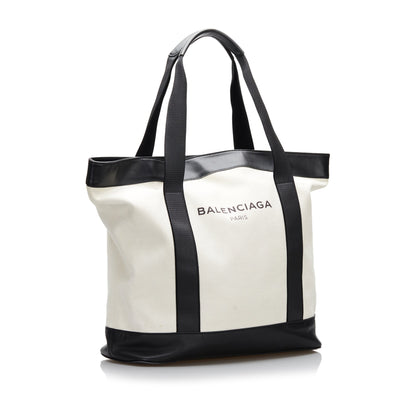 White Balenciaga Navy Tote