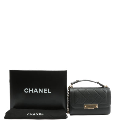 CHANEL Label Click Flap Bag with Handle Black - Quilted