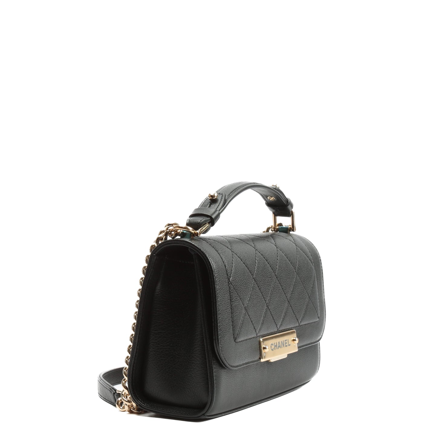 CHANEL Label Click Flap Bag with Handle Black - Quilted