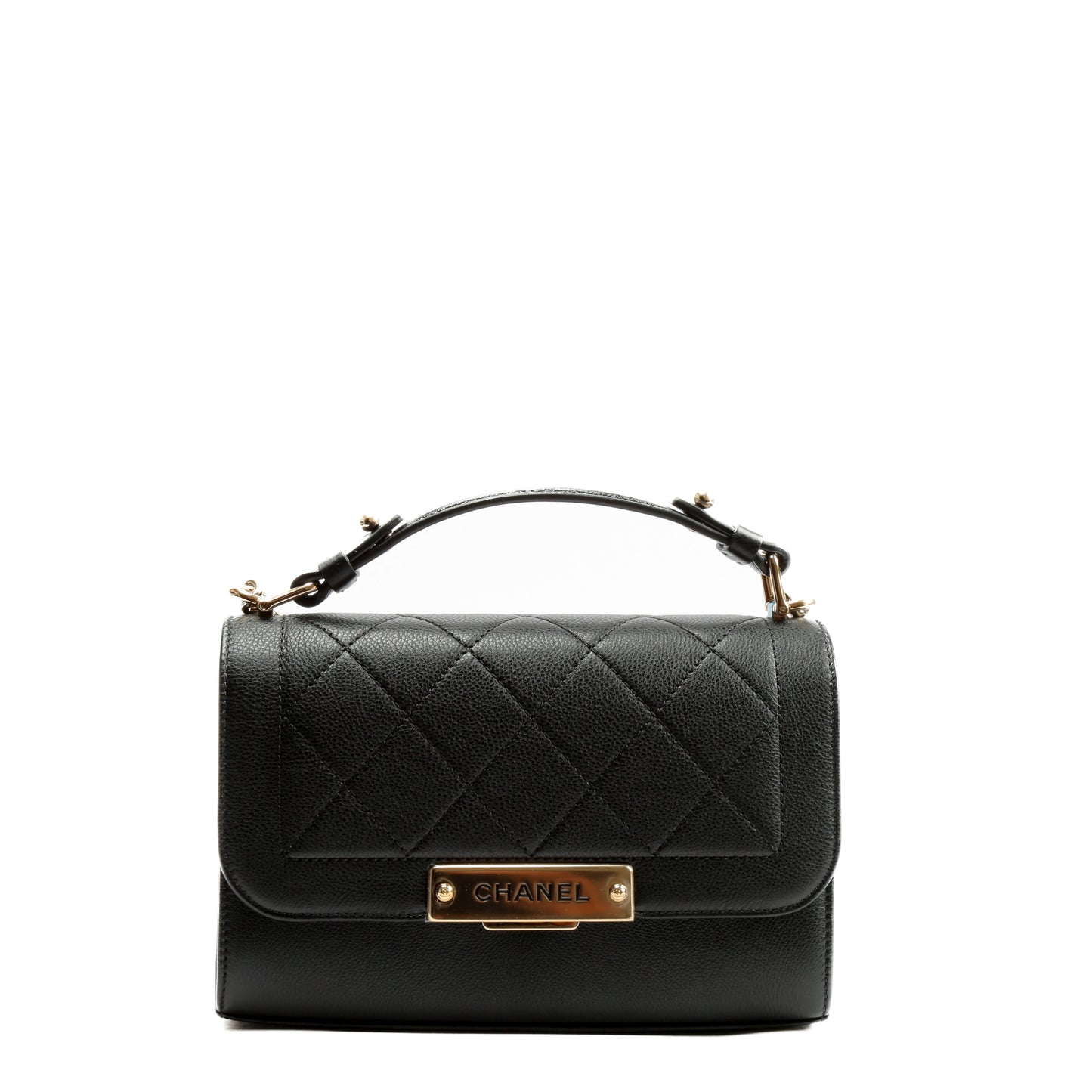 CHANEL Label Click Flap Bag with Handle Black - Quilted