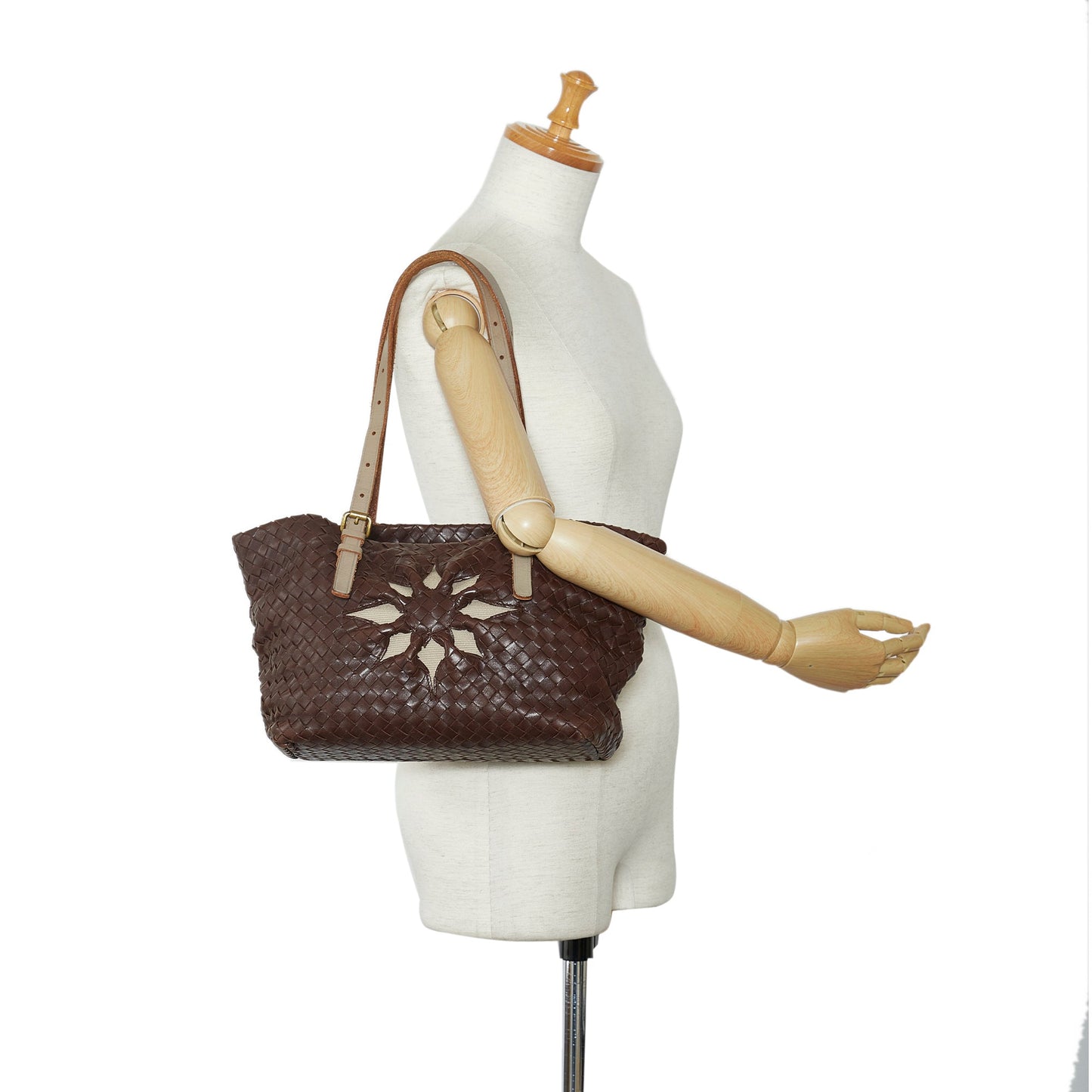 Brown Bottega Veneta Intrecciato Marquise Flower Tote