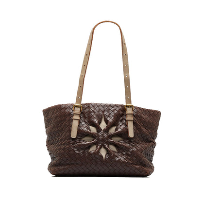 Brown Bottega Veneta Intrecciato Marquise Flower Tote