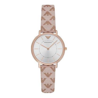 Ladies / Womens Classic White Branded Leather Strap Emporio Armani Designer Watch AR11008