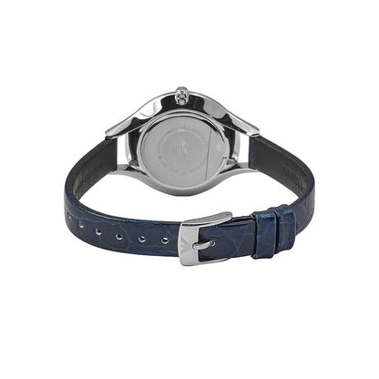 Ladies / Womens Aurora Blue Leather Strap Emporio Armani Designer Watch AR11090