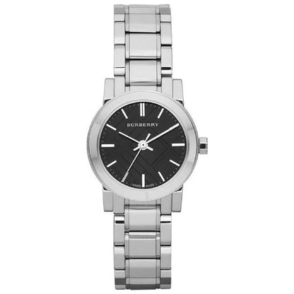 Ladies / Womens Black Face Stainless Steel Designer Burberry Designer Watch BU9201