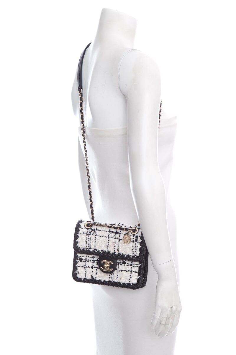 Chanel 2022+  Black & White Tweed Flap Cross-Body AS IS