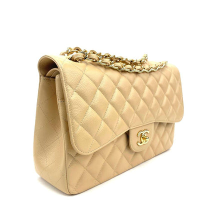 CHANEL Classic Jumbo Double Flap Bag Cream Caviar Leather