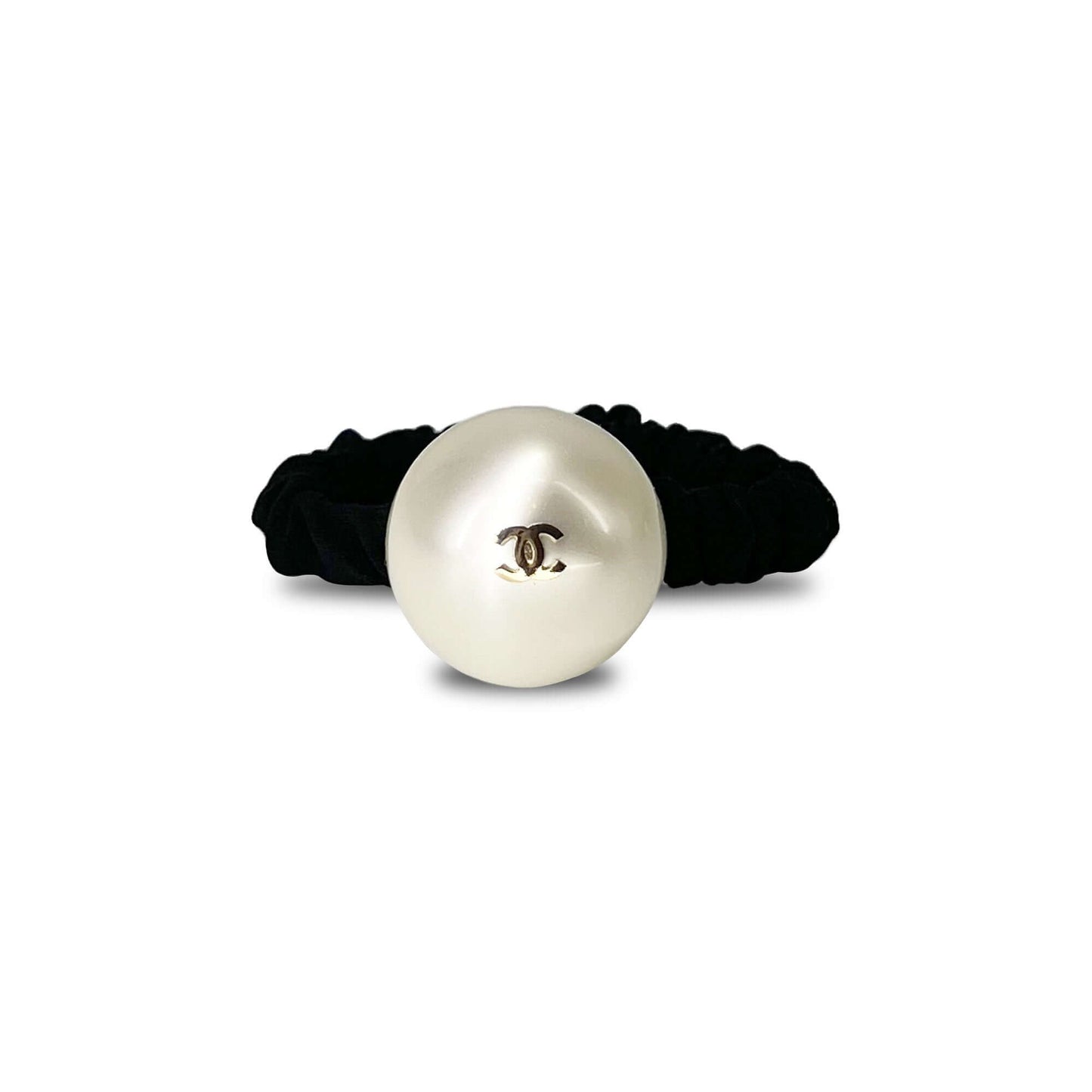 Chanel scrunchie hair band fake pearl CC logo