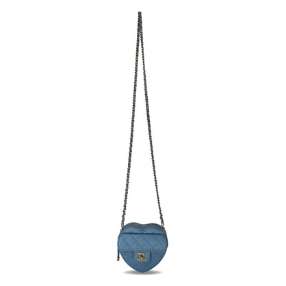 Chanel leather Medium heart bag light blue