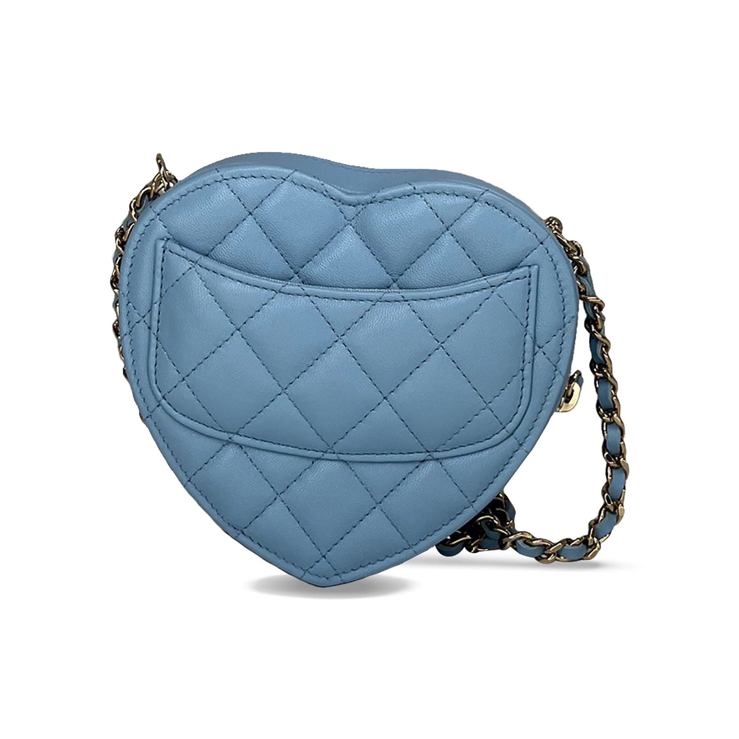 Chanel leather Medium heart bag light blue