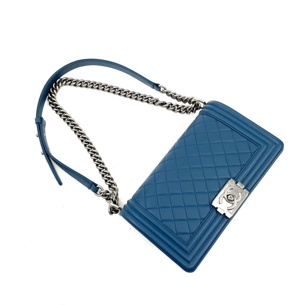 CHANEL 2014 Medium Quilted Boy Bag - Blue