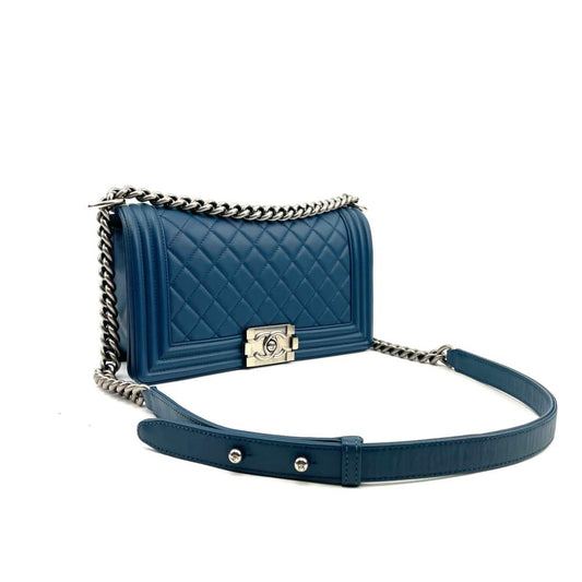 CHANEL 2014 Medium Quilted Boy Bag - Blue