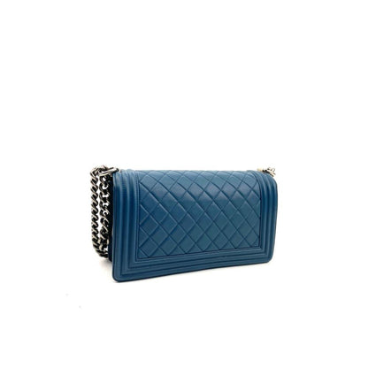 CHANEL 2014 Medium Quilted Boy Bag - Blue