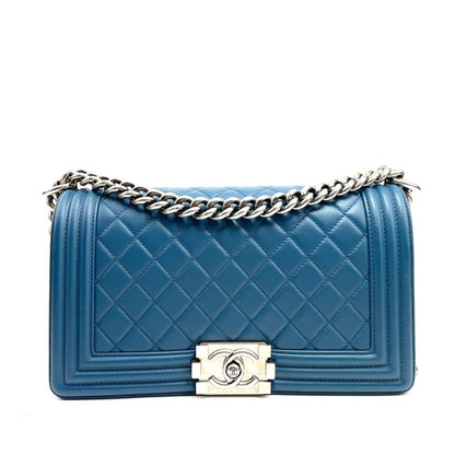 CHANEL 2014 Medium Quilted Boy Bag - Blue