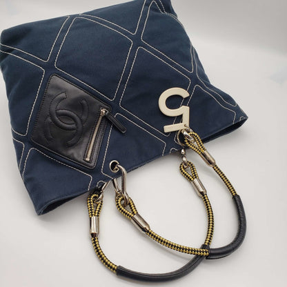 Chanel  Navy Blue Canvas Tote Bag