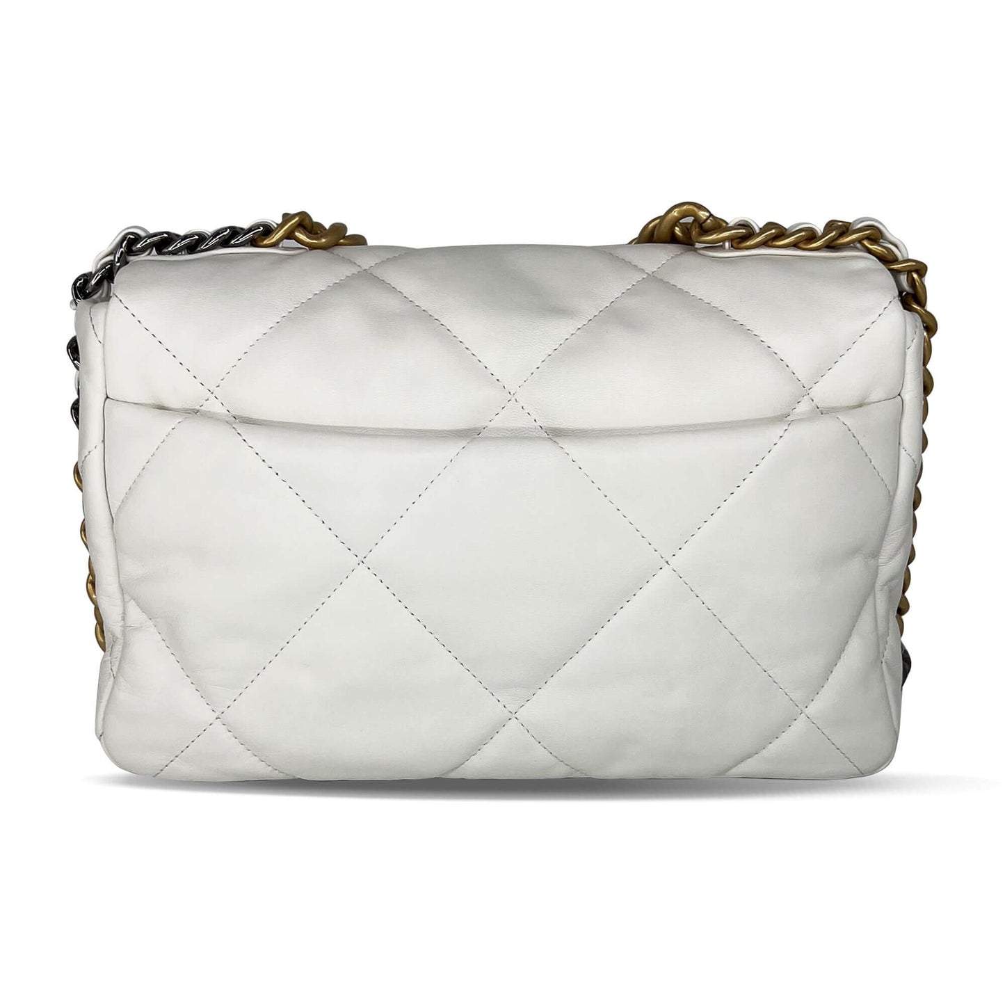 Pre owned Chanel 19 white designer flap bag