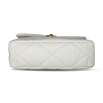 Pre owned Chanel 19 white designer flap bag