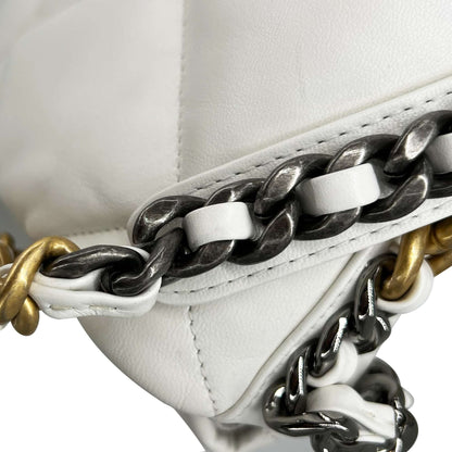 Pre owned Chanel 19 white designer flap bag