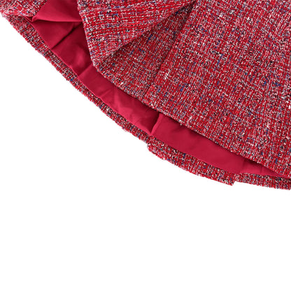 Pre Owned 2019 Chanel scarlet red tweed designer skirt