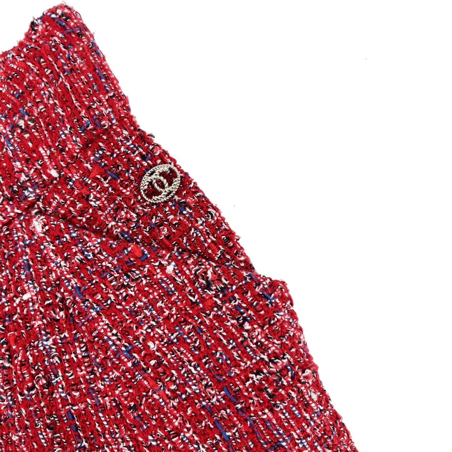 Pre Owned 2019 Chanel scarlet red tweed designer skirt