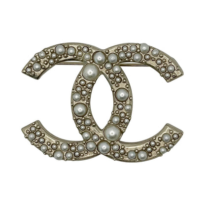 Chanel Pearl CC Logo Brooch