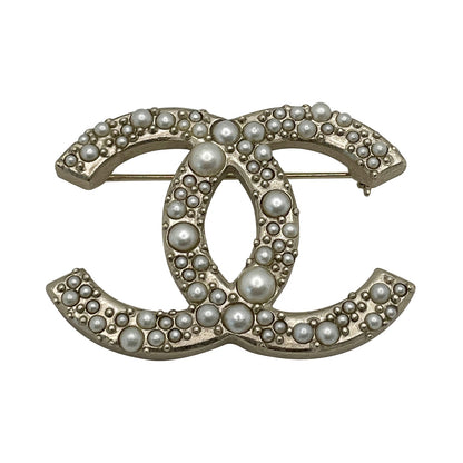 Chanel Pearl CC Logo Brooch