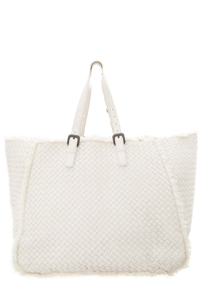 Bottega Veneta Large Fringe Off White Woven Tote