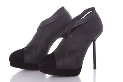 YSL Black Suede & Elastic Bandage Heels SZ 38