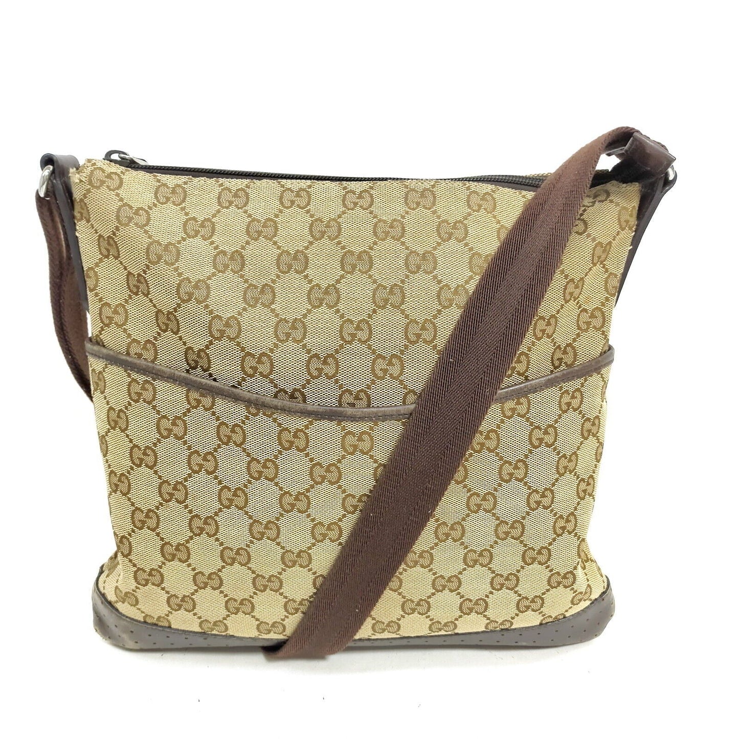 Gucci  Brown Canvas Crossbody Bag