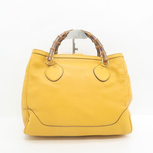 Gucci Shopper Bag Bamboo Yellow Calfskin Tote