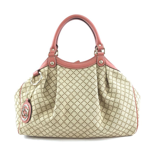 Gucci Sukey Hobo Gg Diamante Tote Leather Brown and Orange Canvas Shoulder Bag