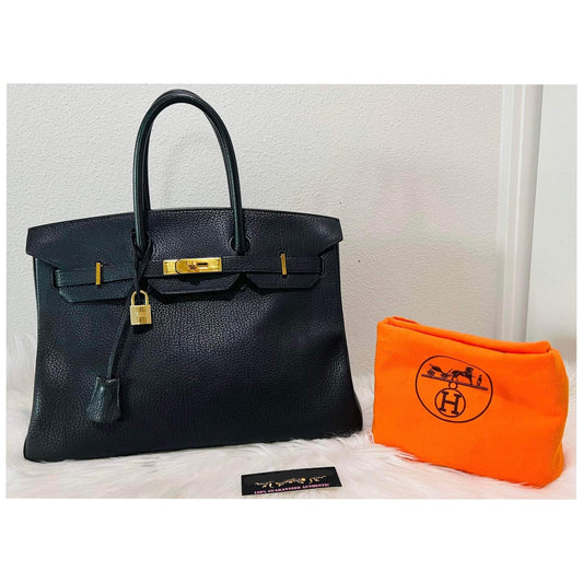 HERMES Birkin 35 Black Hand Bag