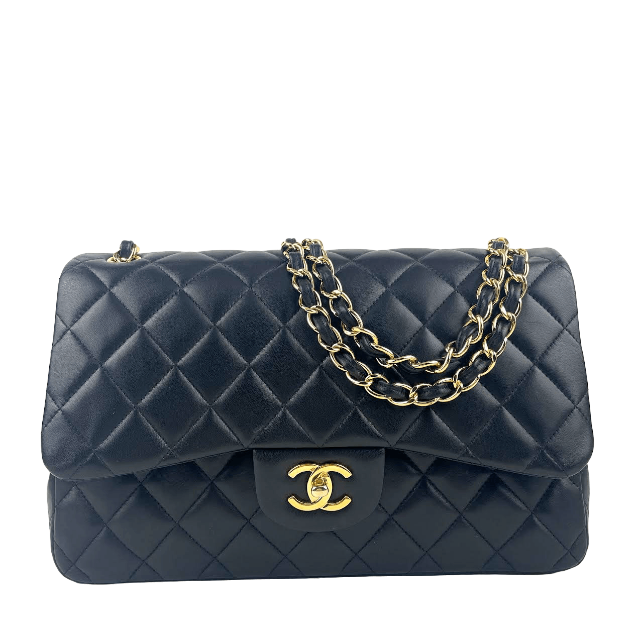 CHANEL Jumbo Dbl Flap Quilted Lambskin w/gold