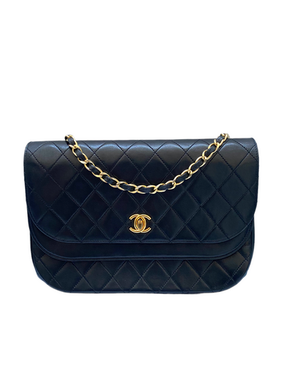 Chanel vintage black quilted flap bag