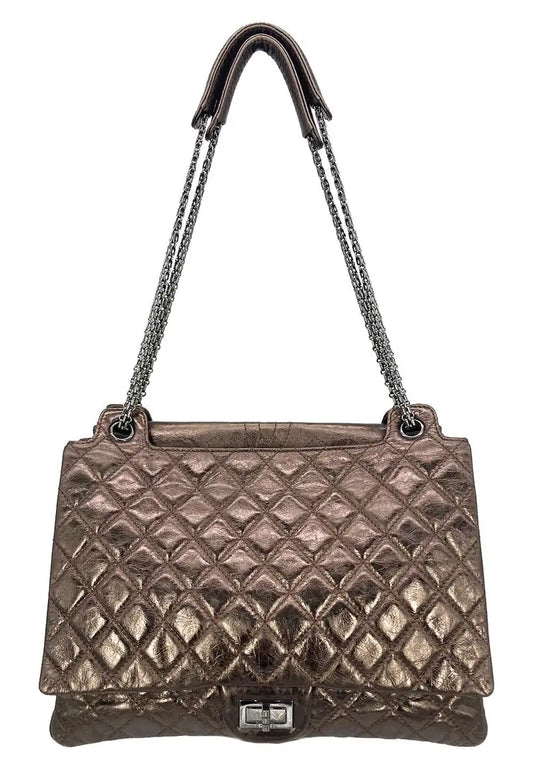 Chanel Metallic Bronze Quilted Leather Classic Flap Shopping Tote