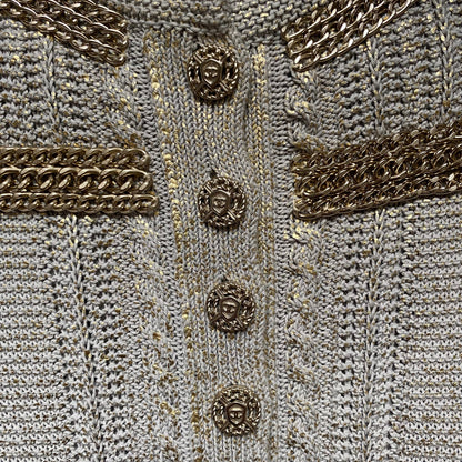 Chanel short-sleeved buttoned cardigan in beige knit - XS - 2000s