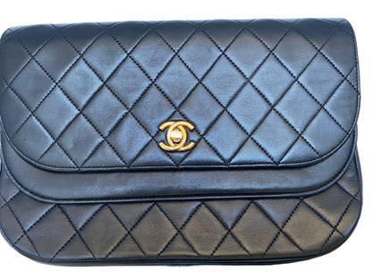 Chanel vintage black quilted flap bag