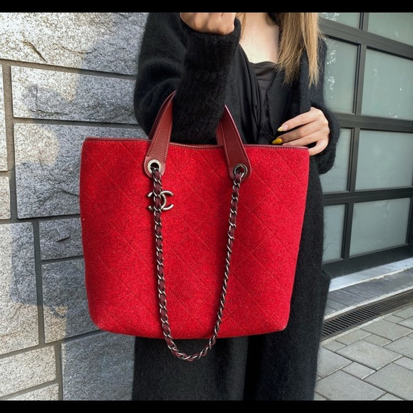 CHANEL Woolen cloth vintage two-way bag