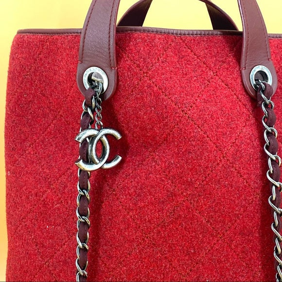 CHANEL Woolen cloth vintage two-way bag